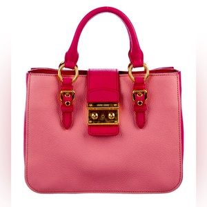 Miu Miu Two Tone Pink Madras Leather Tote